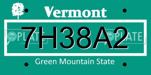 7H38A2 Vermont License Plate