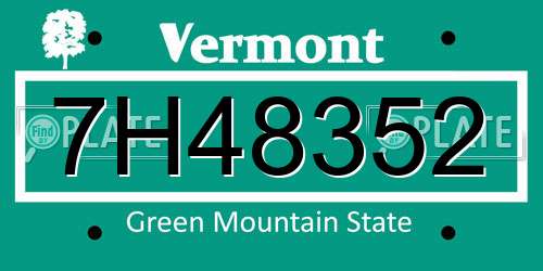 7H48352 Vermont License Plate