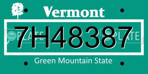 7H48387 Vermont License Plate