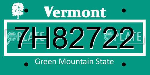 7H82722 Vermont License Plate
