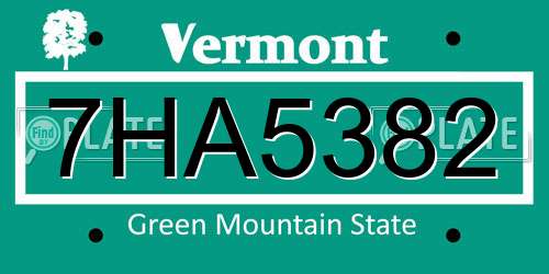 7HA5382 Vermont License Plate