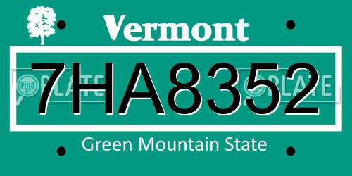 7HA8352 Vermont License Plate