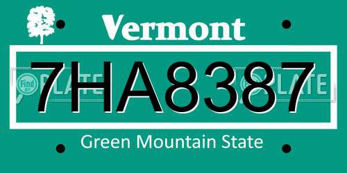 7HA8387 Vermont License Plate