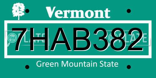 7HAB382 Vermont License Plate