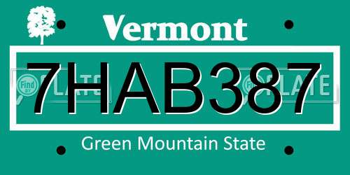 7HAB387 Vermont License Plate
