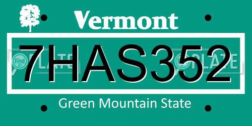 7HAS352 Vermont License Plate
