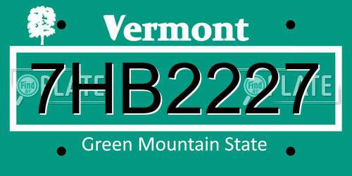 7HB2227 Vermont License Plate