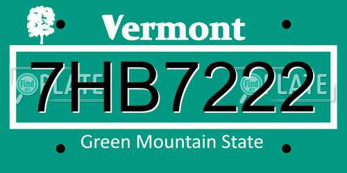 7HB7222 Vermont License Plate