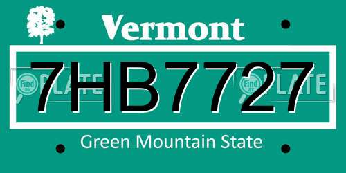 7HB7727 Vermont License Plate