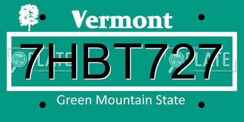 7HBT727 Vermont License Plate