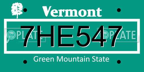 7HE547 Vermont License Plate
