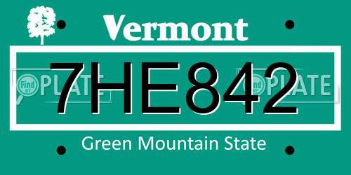 7HE842 Vermont License Plate