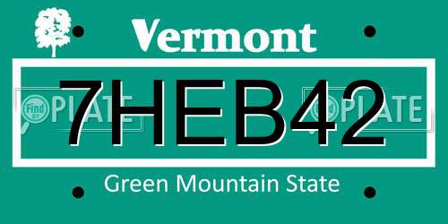 7HEB42 Vermont License Plate