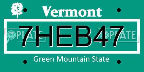 7HEB47 Vermont License Plate