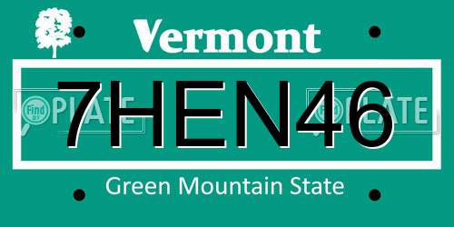7HEN46 Vermont License Plate