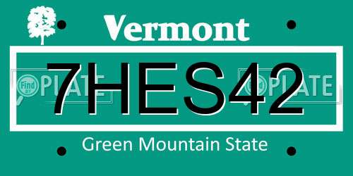 7HES42 Vermont License Plate