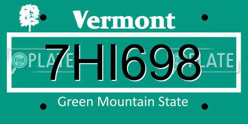 7HI698 Vermont License Plate