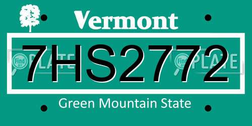 7HS2772 Vermont License Plate