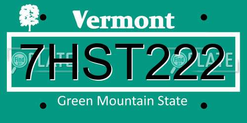 7HST222 Vermont License Plate