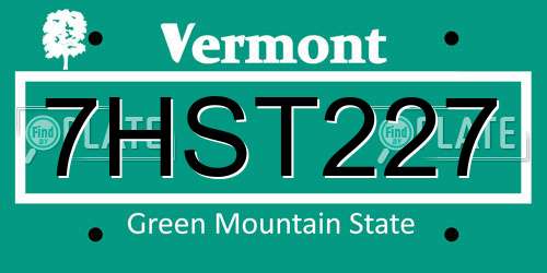 7HST227 Vermont License Plate