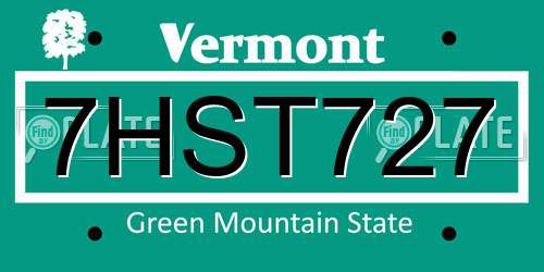7HST727 Vermont License Plate