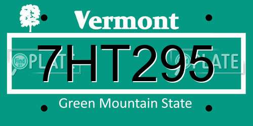 7HT295 Vermont License Plate
