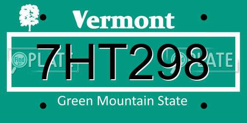 7HT298 Vermont License Plate