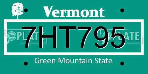 7HT795 Vermont License Plate