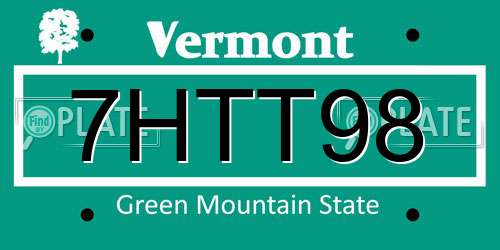7HTT98 Vermont License Plate