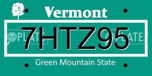 7HTZ95 Vermont License Plate