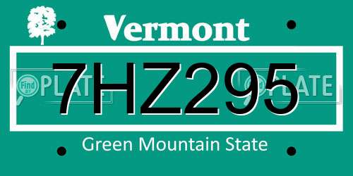 7HZ295 Vermont License Plate