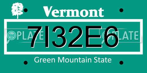 7I32E6 Vermont License Plate