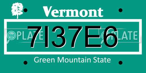 7I37E6 Vermont License Plate
