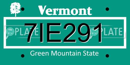 7IE291 Vermont License Plate
