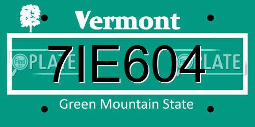 7IE604 Vermont License Plate