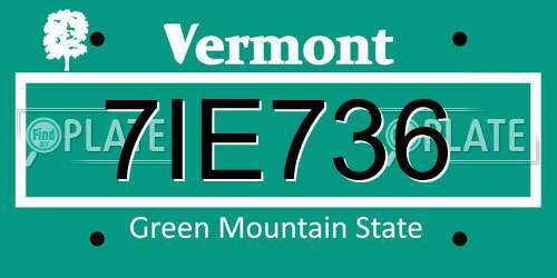 7IE736 Vermont License Plate
