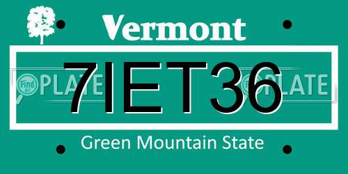 7IET36 Vermont License Plate