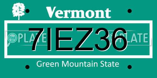 7IEZ36 Vermont License Plate