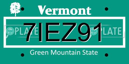 7IEZ91 Vermont License Plate