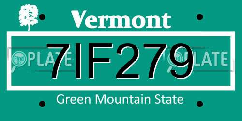 7IF279 Vermont License Plate