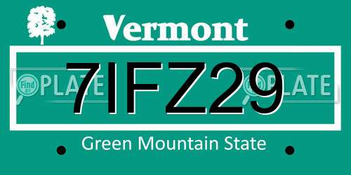 7IFZ29 Vermont License Plate
