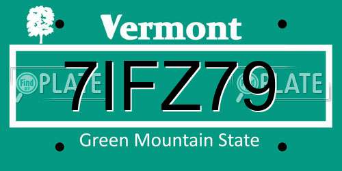 7IFZ79 Vermont License Plate