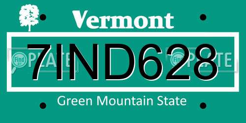 7IND628 Vermont License Plate