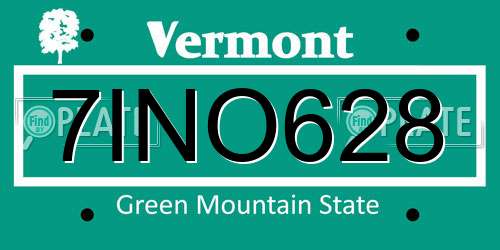 7INO628 Vermont License Plate