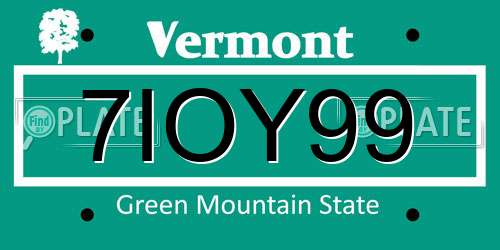 7IOY99 Vermont License Plate