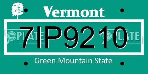 7IP9210 Vermont License Plate