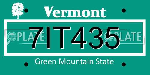7IT435 Vermont License Plate