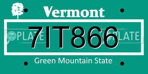 7IT866 Vermont License Plate