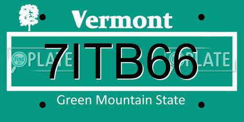 7ITB66 Vermont License Plate