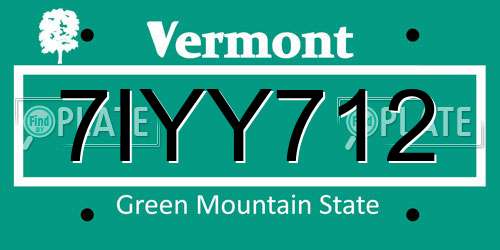 7IYY712 Vermont License Plate